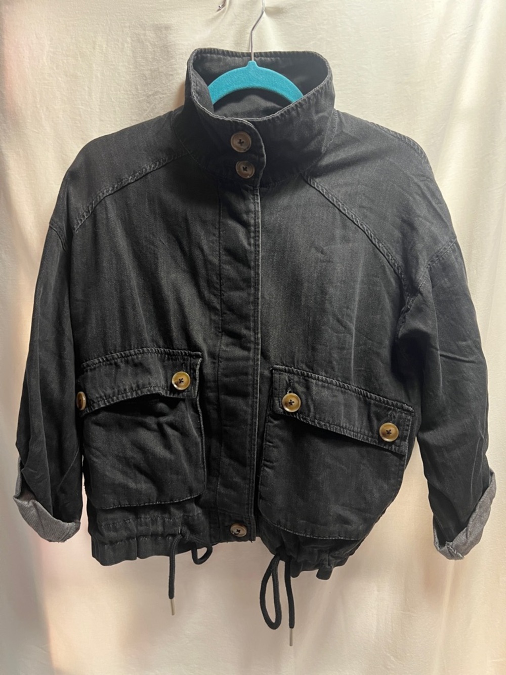 BLANKNYC Black Drawstring Hem Jacket - Casual Utility Style